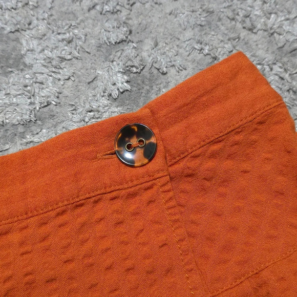 URBAN OUTFITTERS Orange Seersucker Wrap Mini Skirt, Linen Blend, Pleated Back, S - Picture 6 of 15